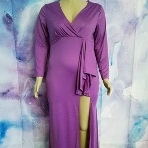 (NWOT) Purple ruffled long sleeve dress